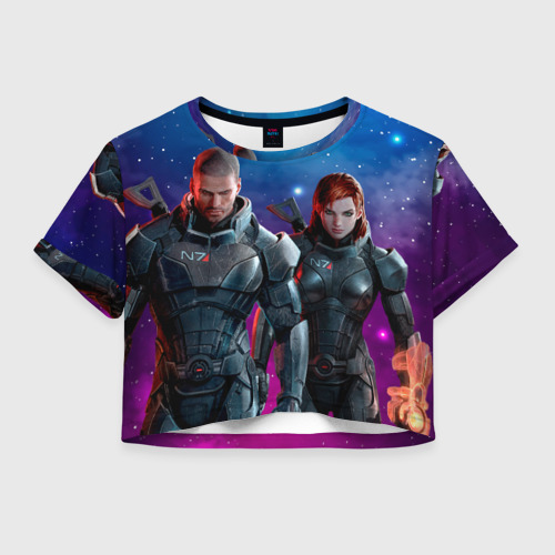 Женская футболка Crop-top 3D Mass Effect N7 space, цвет 3D печать