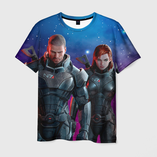 Мужская футболка 3D Mass Effect N7 space, цвет 3D печать