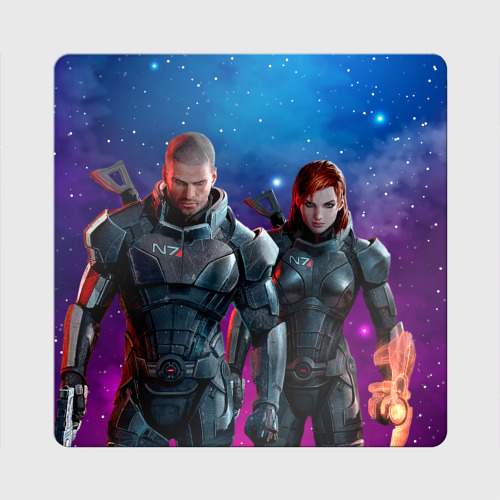 Магнит виниловый Квадрат Mass Effect N7 space