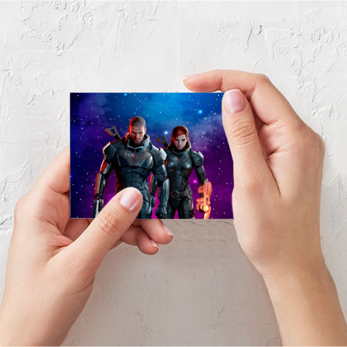Поздравительная открытка Mass Effect N7 space, цвет белый - фото 3