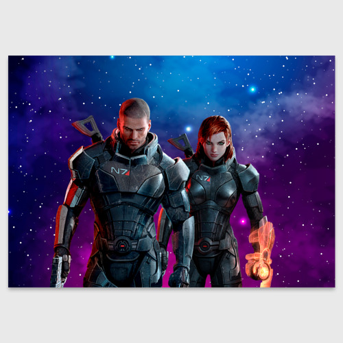 Поздравительная открытка Mass Effect N7 space, цвет белый