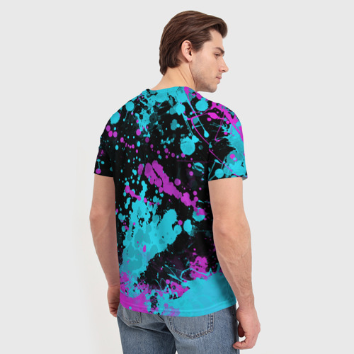 Мужская футболка 3D с принтом Март 7 в брызгах краски, вид сзади #2