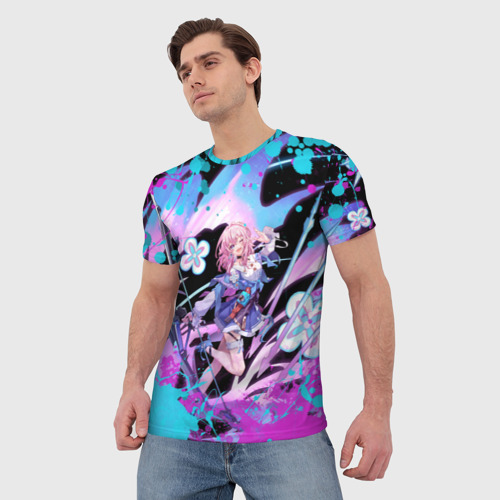 Мужская футболка 3D с принтом Март 7 в брызгах краски, фото на моделе #1
