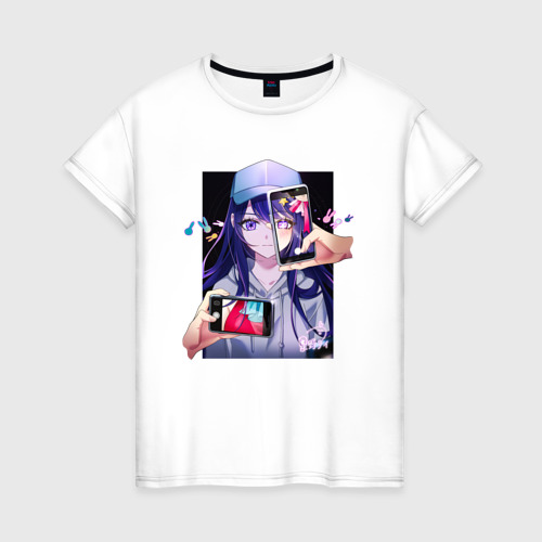 Женская футболка хлопок с принтом Idol Ai, вид спереди #2