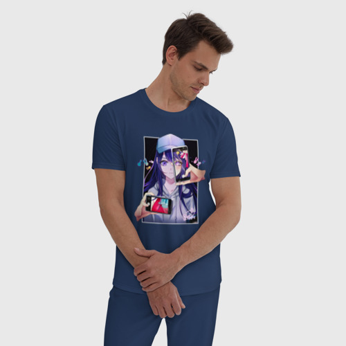 Мужская пижама хлопок Idol Ai, цвет темно-синий - фото 3