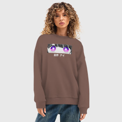 Женский свитшот oversize без начеса хлопок Eyes Ai - фото 2