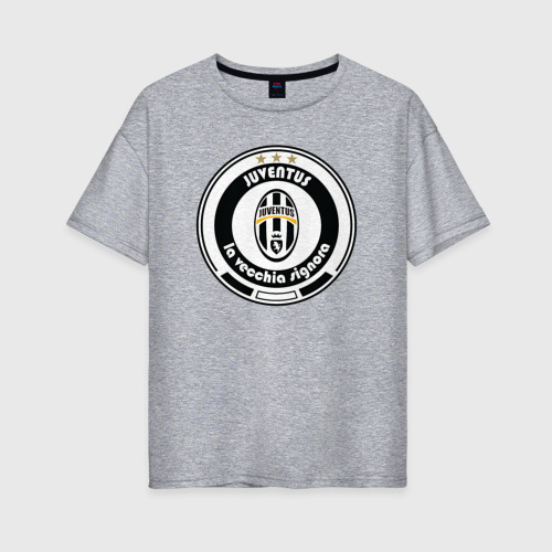 Женская футболка хлопок Oversize Juventus club, цвет меланж