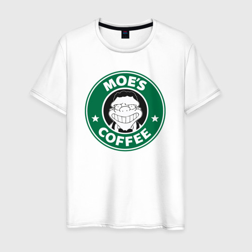 Мужская футболка из хлопка с принтом Кофе у Мо, вид спереди №1