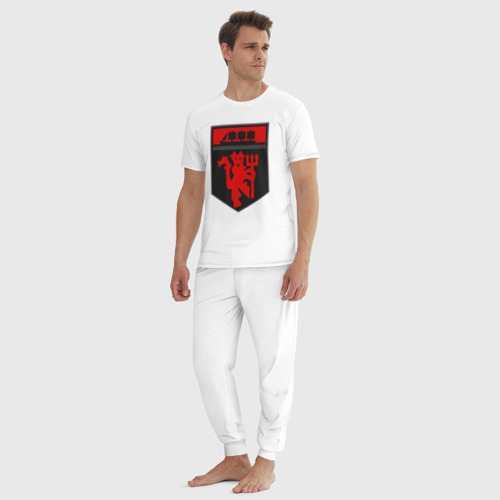Мужская пижама хлопок Manchester logo, цвет белый - фото 5