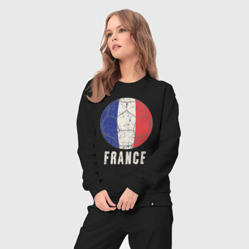 Женский костюм хлопок Футбол Франции, цвет черный - фото 5