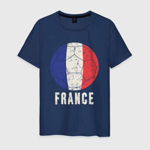 Мужская футболка из хлопка с принтом Футбол Франции, вид спереди №1