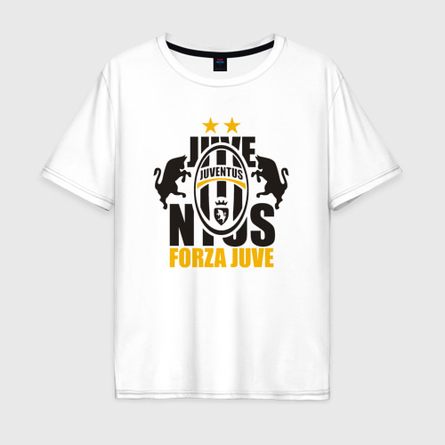 Мужская футболка хлопок Oversize Juventus Forza, цвет белый