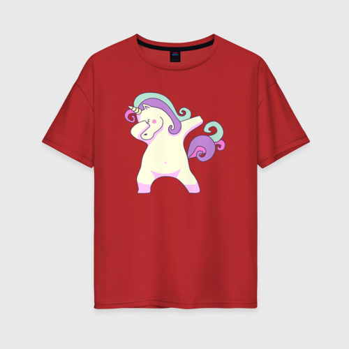 Женская футболка хлопок Oversize с принтом Unicorn dab, вид спереди #2
