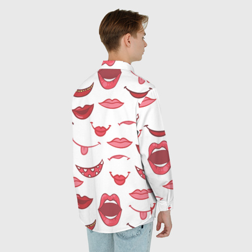 Мужская рубашка oversize 3D Сладкие губы, цвет белый - фото 4
