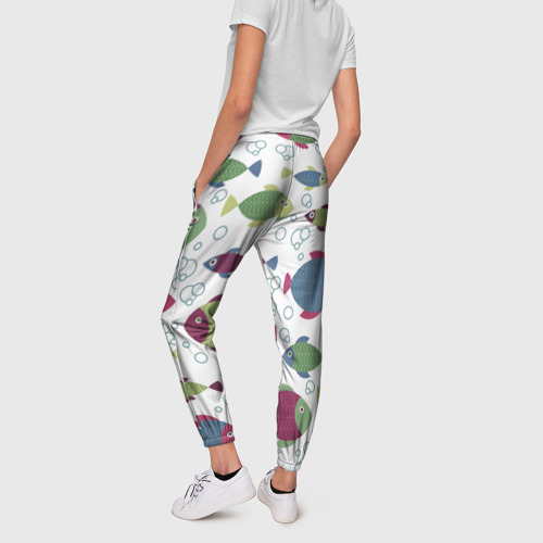 Женские брюки 3D с принтом Милые рыбки, вид сзади #2