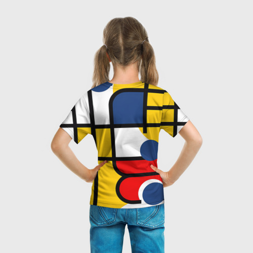 Детская футболка 3D с принтом Танцующие фигуры, вид сзади #2
