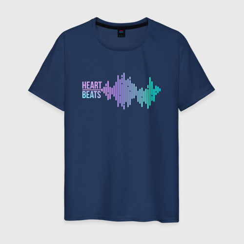 Светящаяся мужская футболка с принтом Эквалайзер: биение сердца, вид спереди №1