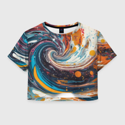 Женская футболка Crop-top 3D Цветовой водоворот
