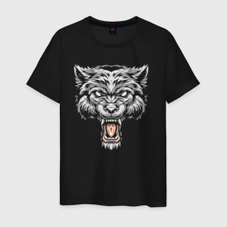 Светящаяся мужская футболка Голова агрессивного волка