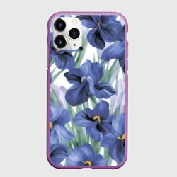Чехол для iPhone 11 Pro матовый Голубые ирисы