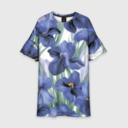 Детское платье 3D Голубые ирисы