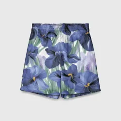 Детские спортивные шорты 3D Голубые ирисы