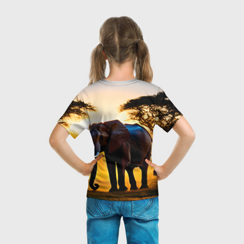 Детская футболка 3D Слон в саванне, цвет 3D печать - фото 6