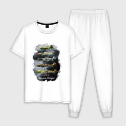 Мужская пижама с белой футболкой хлопок Крылья Победы