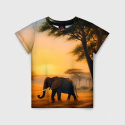 Детская футболка 3D Африканский слон
