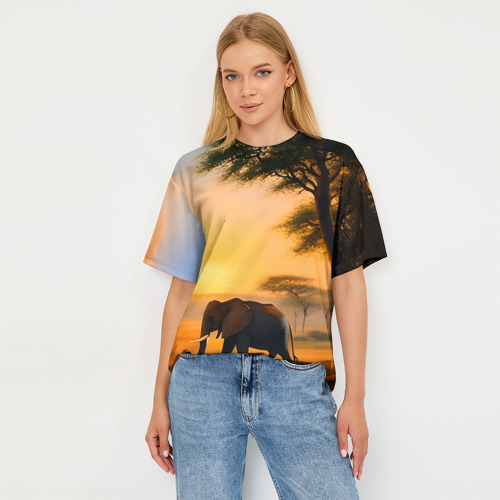 Женская футболка oversize 3D Африканский слон, цвет 3D печать - фото 5