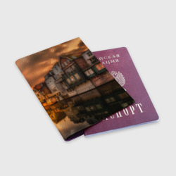 Обложка для паспорта матовая кожа Городишко при реке - фото 2