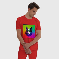 Мужская пижама хлопок Неоновая собака: аусси - фото 2