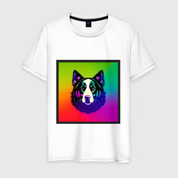 Мужская футболка хлопок Неоновая собака: аусси