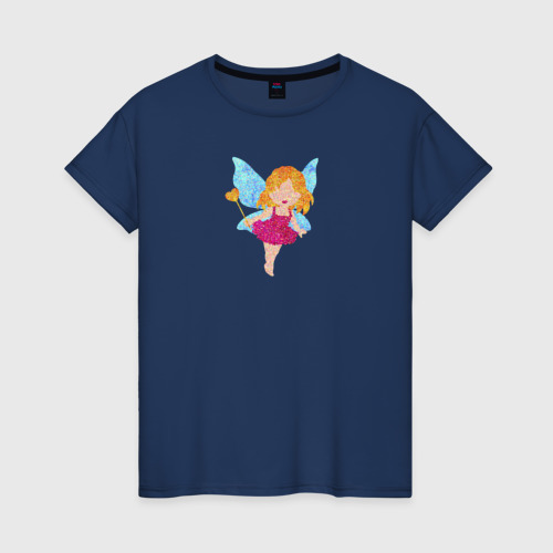 Женская футболка хлопок с принтом Маленькая фея с крылашками, вид спереди #2
