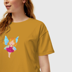 Женская футболка хлопок Oversize Фея с крылашками и волшебной палочкой - фото 2