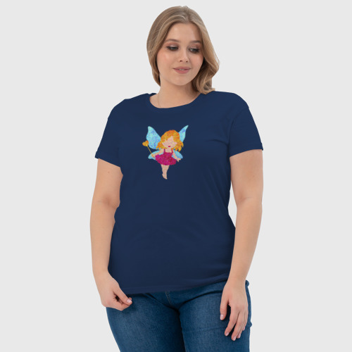 Женская футболка хлопок с принтом Маленькая фея с крылашками, фото #4