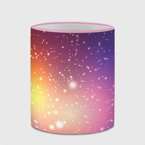 Кружка с полной запечаткой Желто фиолетовое свечение и звезды, цвет Кант розовый - фото 4