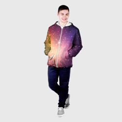 Мужская куртка 3D Желто фиолетовое свечение и звезды - фото 2