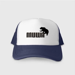 Кепка тракер с сеткой Миша на фоне медведя