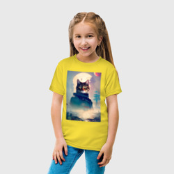 Детская футболка хлопок Кот мореход - нейросеть - фото 2