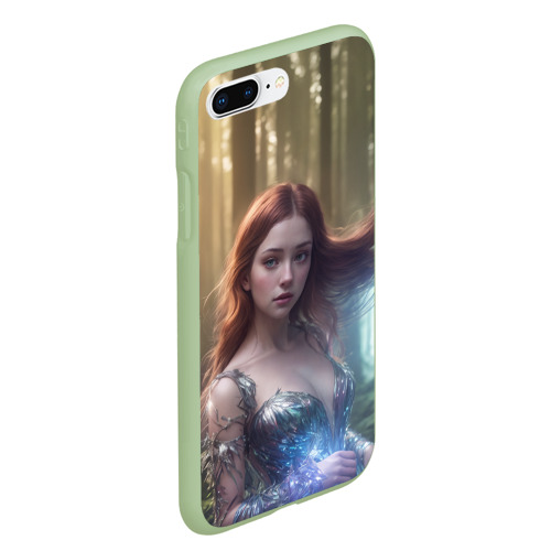 Чехол для iPhone 7Plus/8 Plus матовый с принтом Девушка в лесу, вид сбоку #3