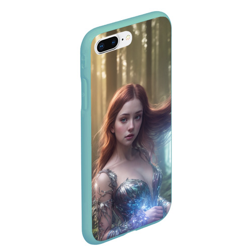 Чехол для iPhone 7Plus/8 Plus матовый Девушка в лесу, цвет мятный - фото 3