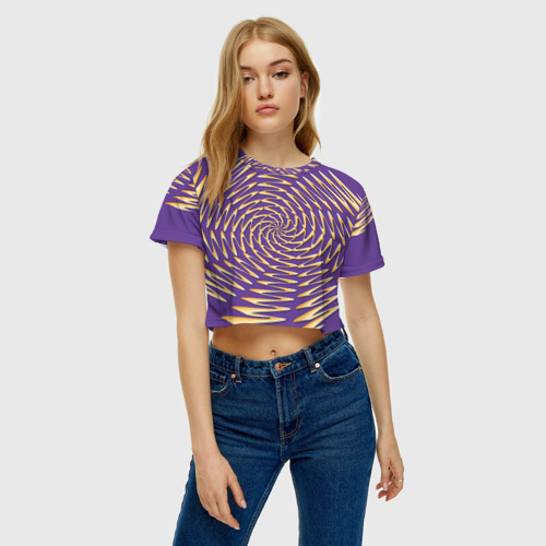 Женская футболка Crop-top 3D Зигзаг, цвет 3D печать - фото 3