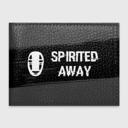 Обложка для студенческого билета Spirited Away glitch на темном фоне: надпись и символ