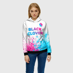 Женская толстовка 3D Black Clover neon gradient style: символ сверху - фото 2