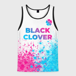 Мужская майка 3D Black Clover neon gradient style: символ сверху