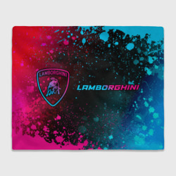 Плед 3D Lamborghini - neon gradient: надпись и символ