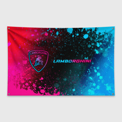 Флаг-баннер Lamborghini - neon gradient: надпись и символ