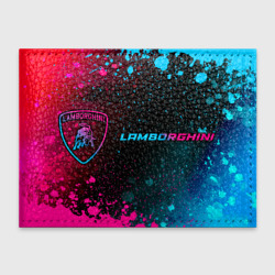 Обложка для студенческого билета Lamborghini - neon gradient: надпись и символ