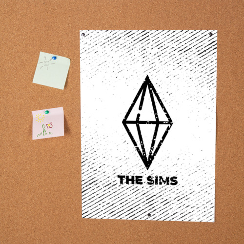 Постер The Sims с потертостями на светлом фоне - фото 2